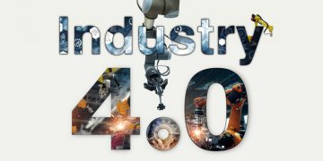 Industry 4.0 concept, iot, automation robot arms machine and monitoring system software, Welding robotics and digital manufacturing operation and industrial technology.